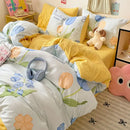 Pastel blue & white bunny cartoon pattern bed sets bedroom cotton