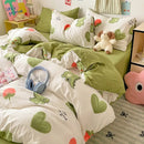 Pastel blue & white bunny cartoon pattern bed sets bedroom cotton