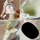 Pastel butterfly girl flower vase living room resin ornaments