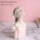 Pastel butterfly girl flower vase living room resin ornaments