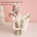 Pastel butterfly girl flower vase living room resin ornaments