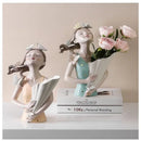 Pastel butterfly girl flower vase living room resin ornaments