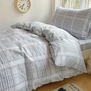 Pastel checkered cotton grid pattern bedding set for bedroom