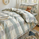 Pastel checkered cotton grid pattern bedding set for bedroom