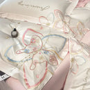 Pastel embroidered butterfly flowers bedding set bedroom duvet set