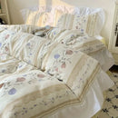 Pastel floral korean lace bedding set – bedroom ruffled bedclothes