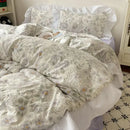 Pastel floral korean lace bedding set – bedroom ruffled bedclothes
