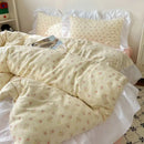 Pastel floral korean lace bedding set – bedroom ruffled bedclothes