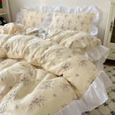 Pastel floral korean lace bedding set – bedroom ruffled bedclothes