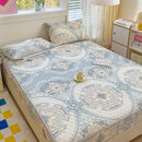 Pastel floral quilted latex fitted sheet set bedroom bed pad
