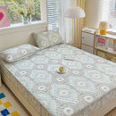 Pastel floral quilted latex fitted sheet set bedroom bed pad