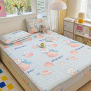 Pastel floral quilted latex fitted sheet set bedroom bed pad