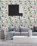 Pastel Flowers on White Wallpaper
