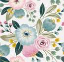 Pastel Flowers on White Wallpaper