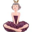 Pastel green bowknot fairy girl figurine bedroom decor