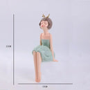 Pastel green bowknot fairy girl figurine bedroom decor