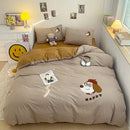 Pastel green cartoon towel embroidery bedding set bedroom decor