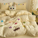 Pastel green cartoon towel embroidery bedding set bedroom decor
