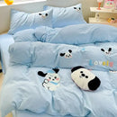 Pastel green cartoon towel embroidery bedding set bedroom decor