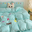 Pastel green cartoon towel embroidery bedding set bedroom decor