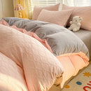 Pastel green fresh bubble yarn bedding set bedroom quilted duvet cover