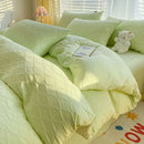 Pastel green fresh bubble yarn bedding set bedroom quilted duvet cover