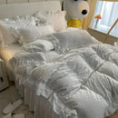 Pastel green & white lace bubble cotton bedding set bedroom duvet