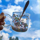 Pastel heart bubble quicksand double wall glass cup dining room