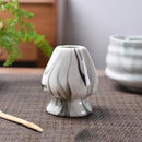 Pastel pink and yellow ceramic matcha whisk stand kitchen set