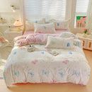 Pastel pink & cream butterfly cozy cotton bedding set bedroom