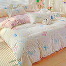 Pastel pink & cream butterfly cozy cotton bedding set bedroom