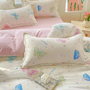 Pastel pink & cream butterfly cozy cotton bedding set bedroom