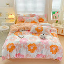 Pastel pink & cream butterfly cozy cotton bedding set bedroom