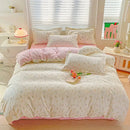Pastel pink & cream butterfly cozy cotton bedding set bedroom