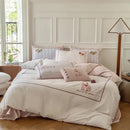 Pastel pink & gray cotton embroidered bedding set bedroom duvet cover