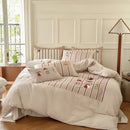 Pastel pink & gray cotton embroidered bedding set bedroom duvet cover