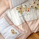 Pastel pink & gray cotton embroidered bedding set bedroom duvet cover