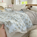 Pastel pink & white cartoon bear printed summer quilt bedroom blanket
