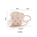 Pastel polka dot 250ml coffee cup and saucer set dining room ceramic
