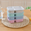 Pastel wheat straw bento box set kitchen three compartment lunch box