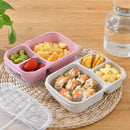 Pastel wheat straw bento box set kitchen three compartment lunch box