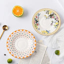 Pastoral floral bone china flower coffee cup saucers dining room set