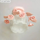 Pastoral pink & white rose glass semi flush light dining room ceiling