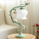 DecorBites™ Pastoral Rose Ceramic Lamp w/ Cream Glass Shade - Elegant Living Room Table Light