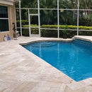 Patara Beige Vein-cut Travertine Pattern Tumbled Pavers - Full Truckload installed next to swimming pool