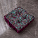 Patchwork bohemian mandala velvet floor cushion reading nook decor
