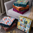 Patchwork bohemian mandala velvet floor cushion reading nook decor