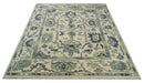 Peach, Charcoal and Green Hand knotted 8x10 and 9x12 Oushak Traditional Wool Area Rug