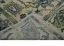 Peach, Charcoal and Green Hand knotted 8x10 and 9x12 Oushak Traditional Wool Area Rug