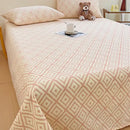 Peach & cream geometric bed sheet set bedroom textured bedspread